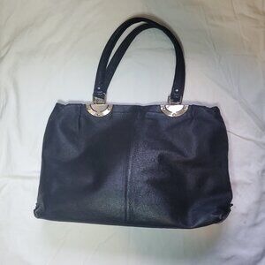 BLACK PEBBLE LEATHER TOTE HANDBAG